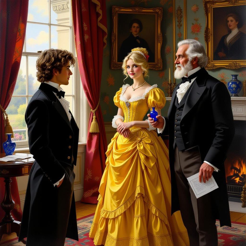 Victorian Salon Oil Painting of Temptation and Longing