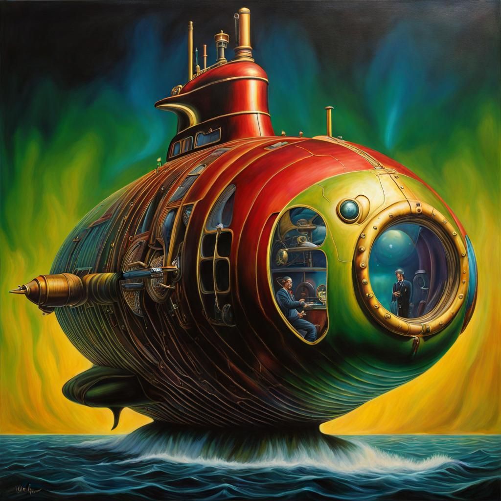 Nautilus Submarine in Photorealistic Surrealist Style