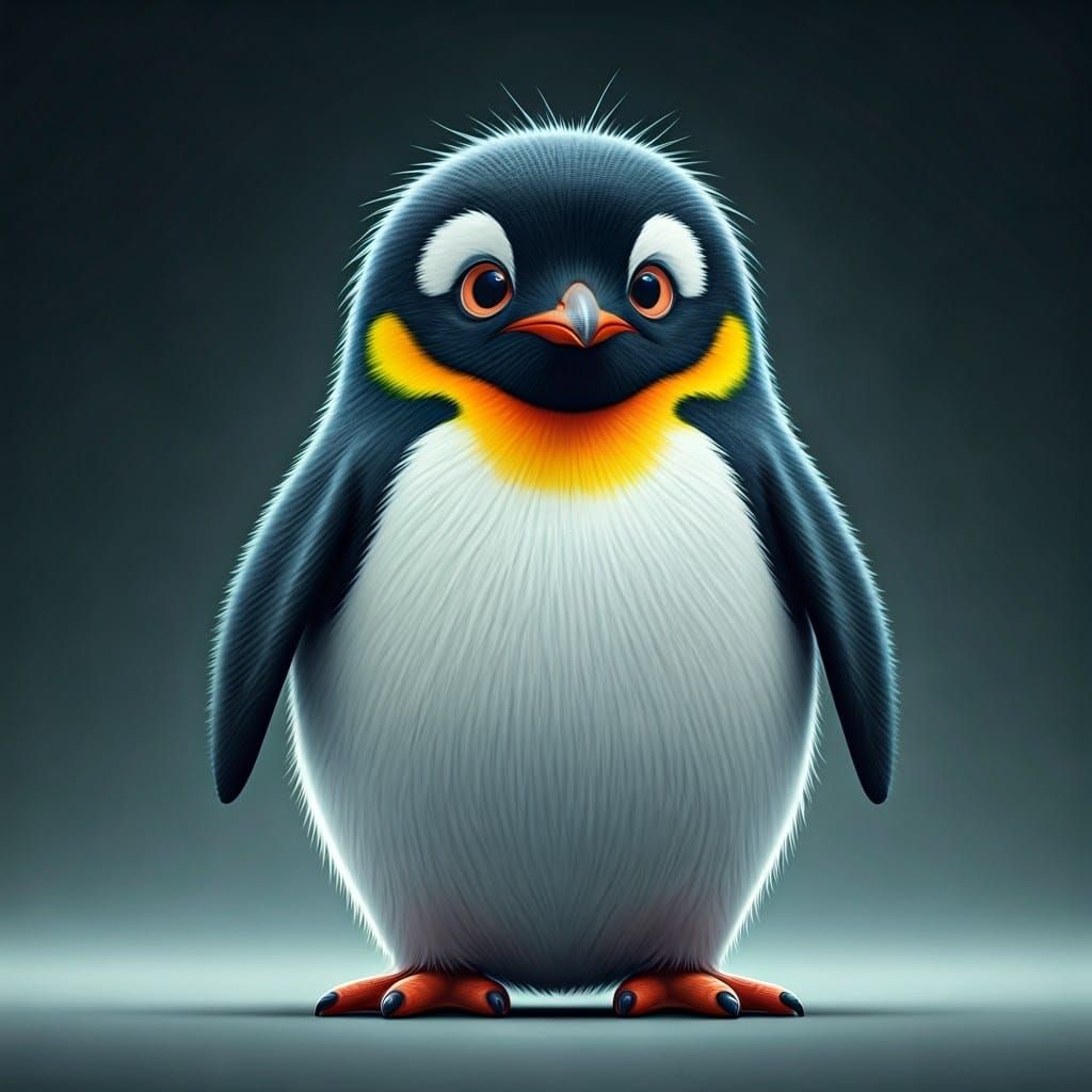 Vibrant CGI Penguin in Acrobatic Feat