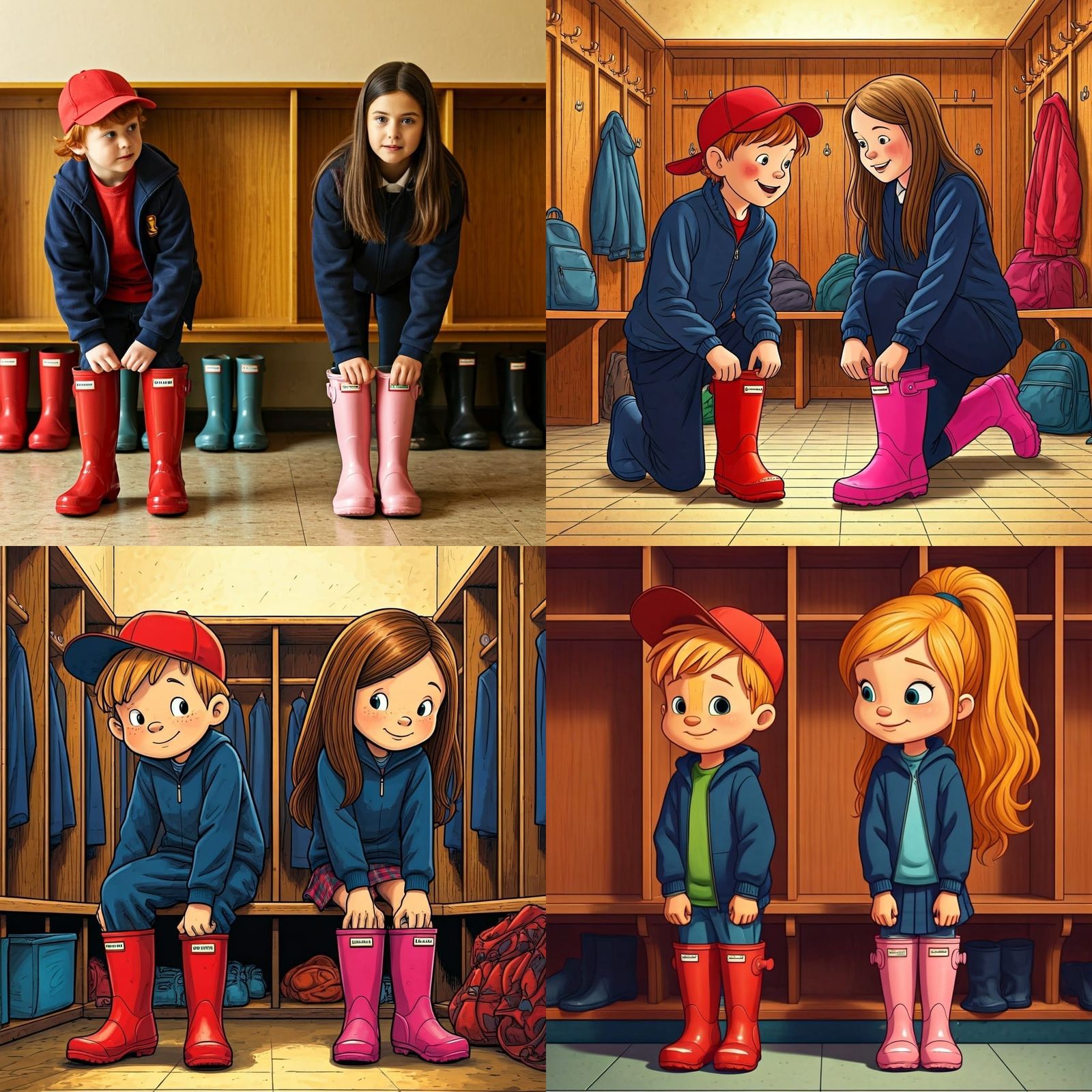 School Friends Get Ready for Rainy Day