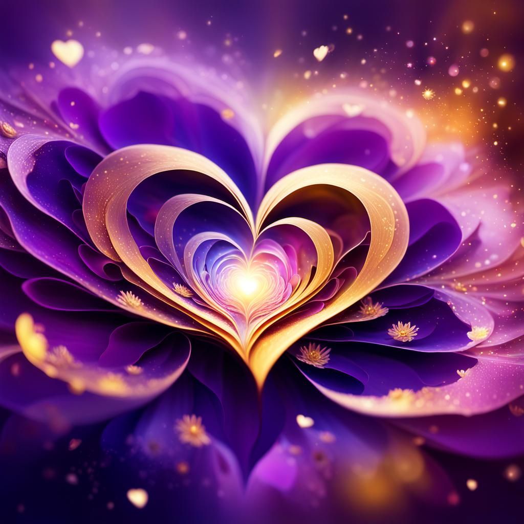 Galactic Heart Flower in Dreamlike Digital Art