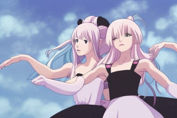 Magical Anime Sisters in Studio Ghibli Style