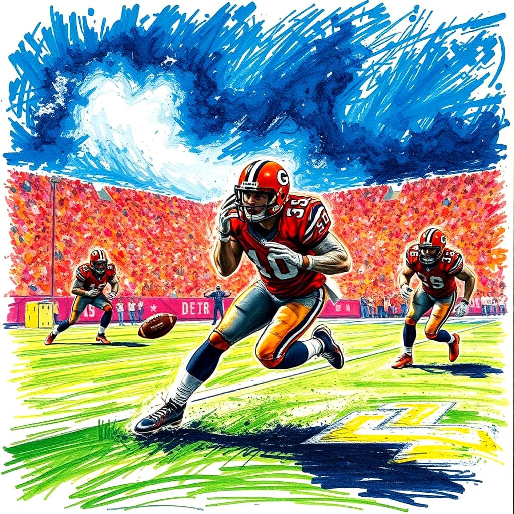Humorous Scratch Paper Art of Missed Touchdown