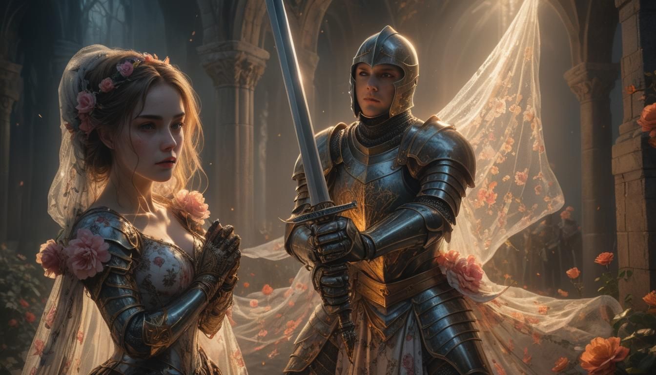 Knight Rescuing Maiden in Dark Fantasy Comic Art