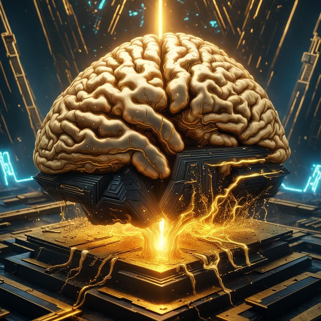 Cyberpunk Brain Emerges From Pyramid