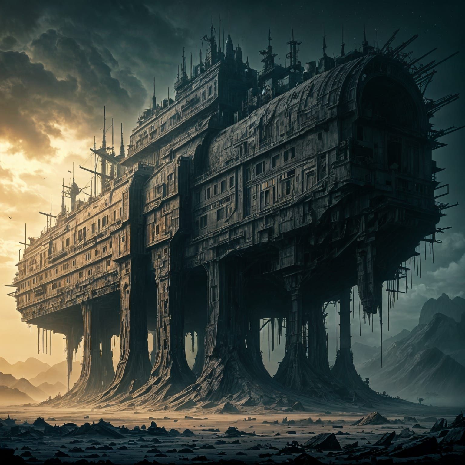 Abandoned Wasteland Planet with Mad Max Inspired Architectur...