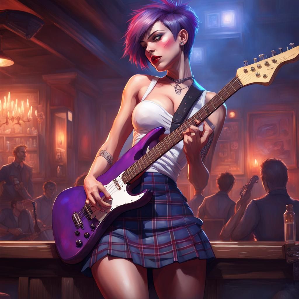Punk Rocker Portrait with Electric Guitar