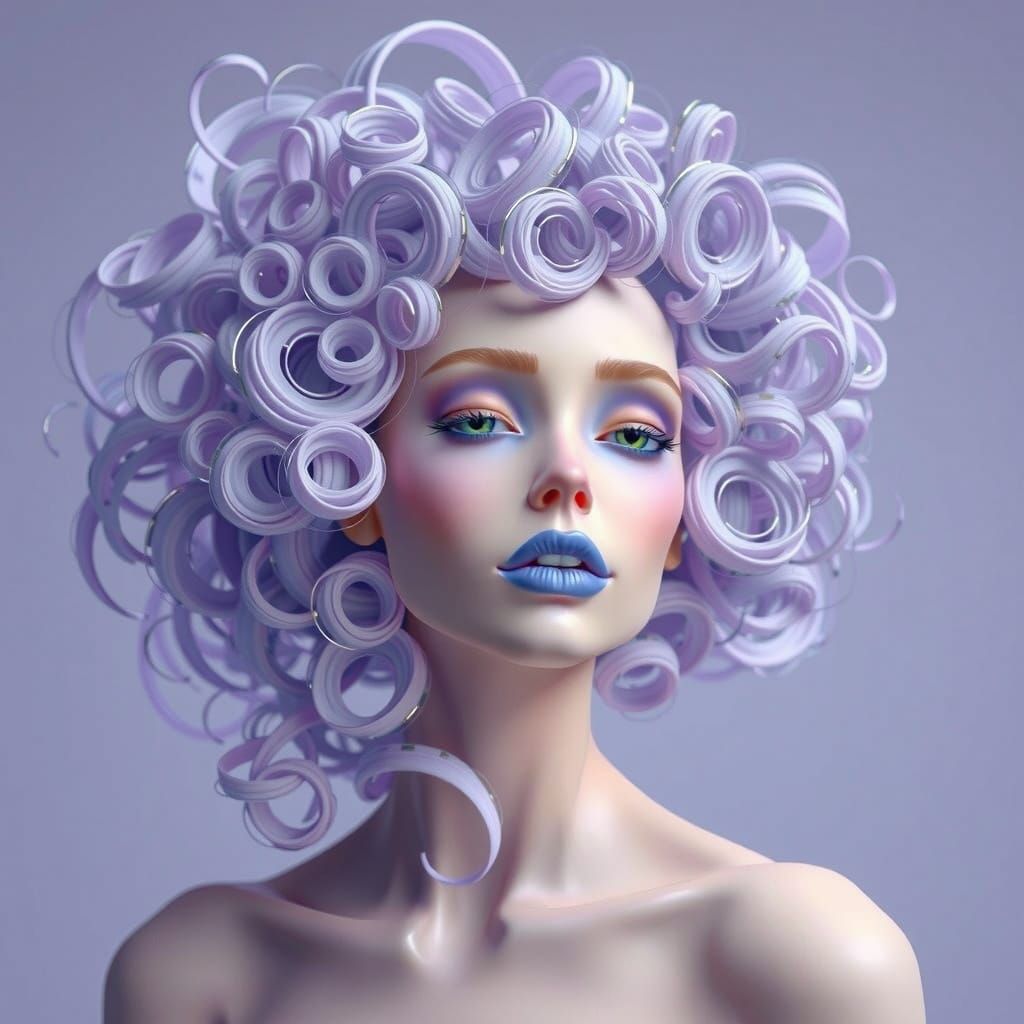 Cyberpunk Girl Dances in Red Hair