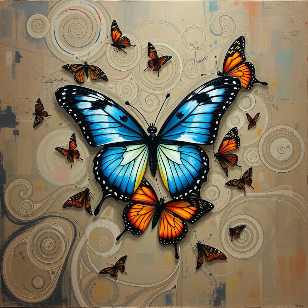 Confused Butterflies in Swirling Patterns, Bold Brushstrokes