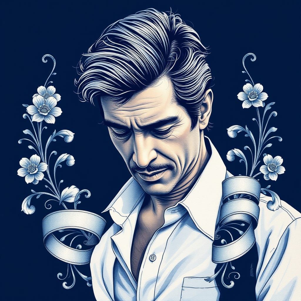 Silver Line Flourishes on a 1960s French Cool Portrait