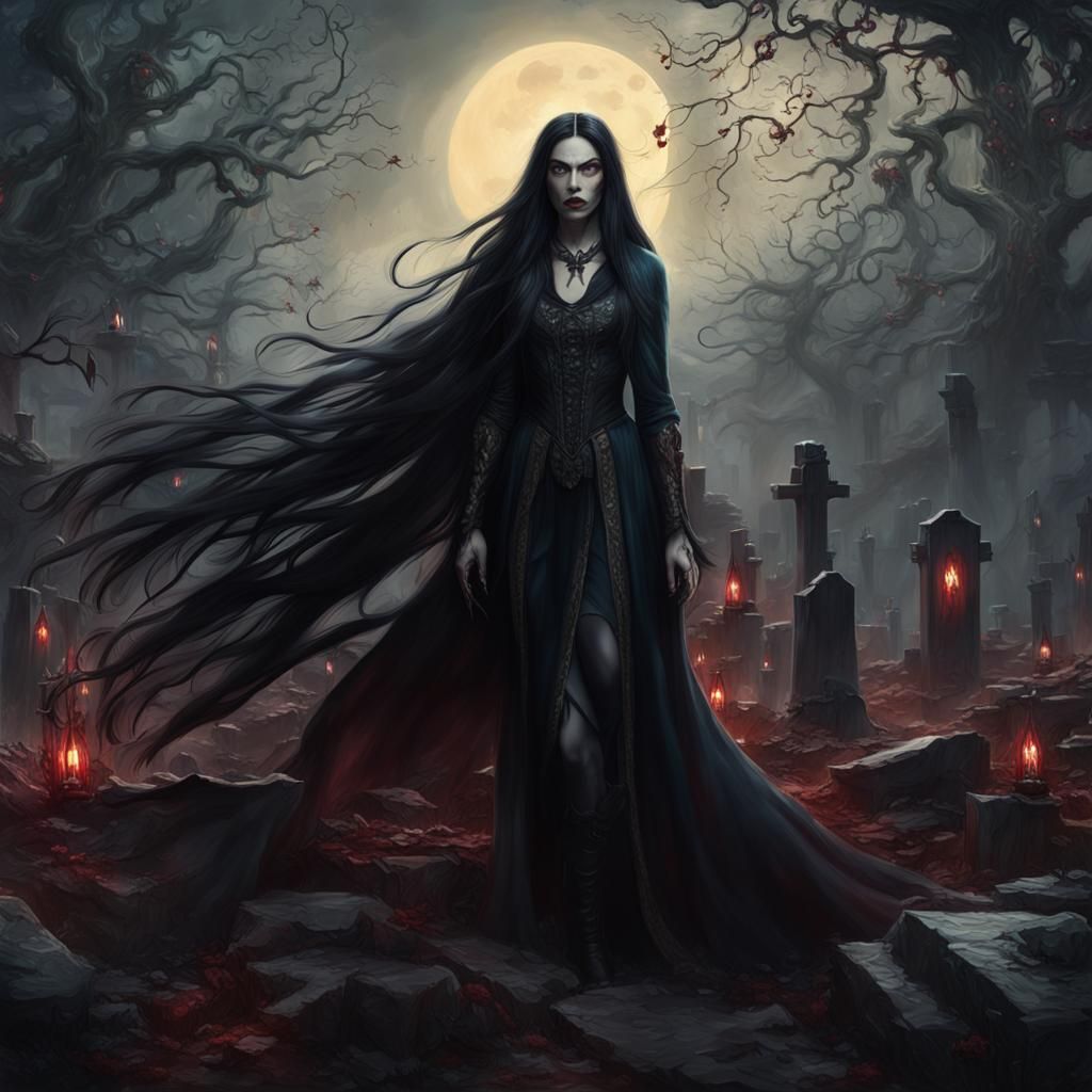 Vampire Emerges from Grave: Detailed Fantasy Art
