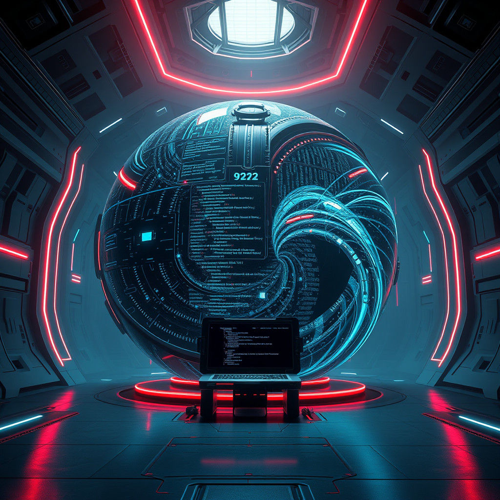 Futuristic AI Core in Cyberpunk Style