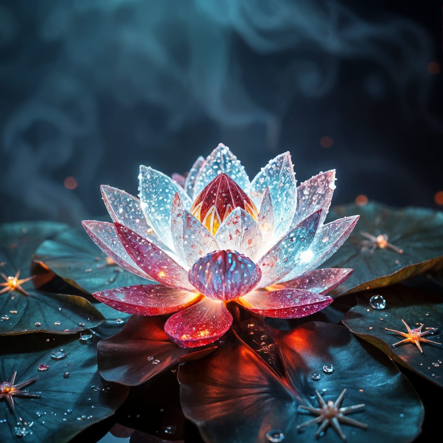 Ethereal Lotus Bloom in Surreal Cosmic Landscape