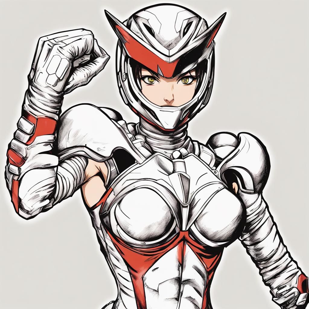 Female Tokusatsu Hero in Anime Manga Style