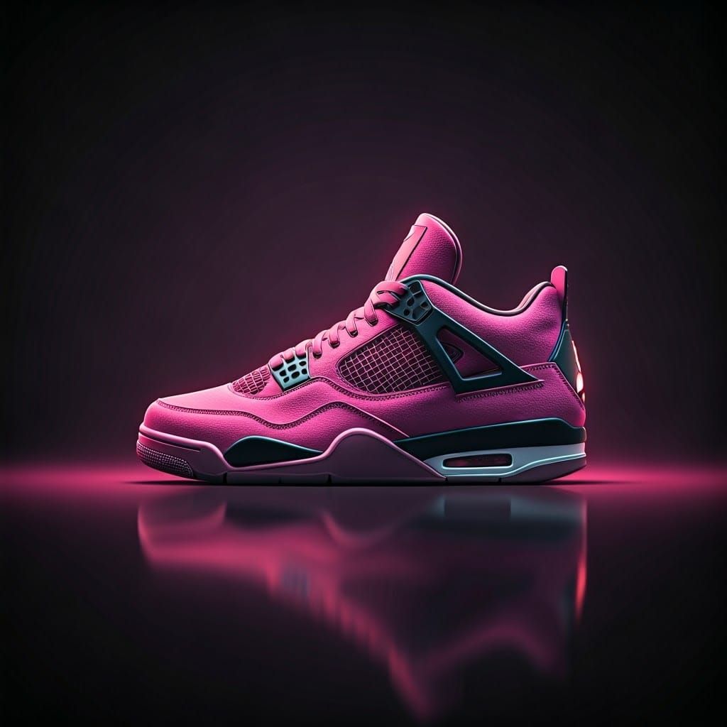 Hot Pink Jordan 4 Sneaker in Cinematic Lighting