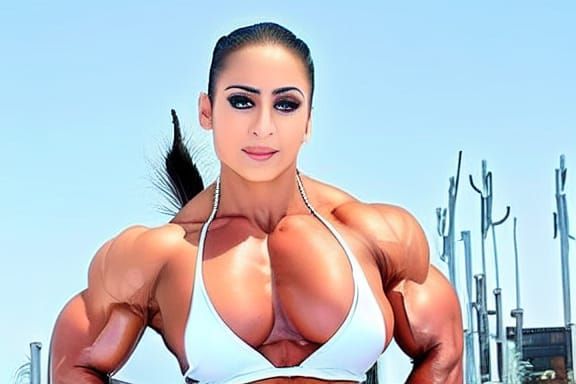 Muscular Arab Female Bodybuilder with Ripped Physique