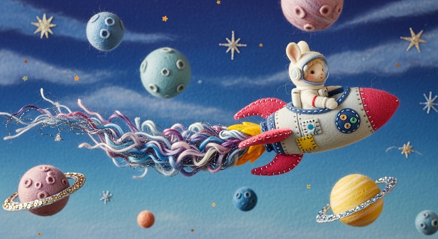 Felt Astronaut in Fuzzy Rocket Ship