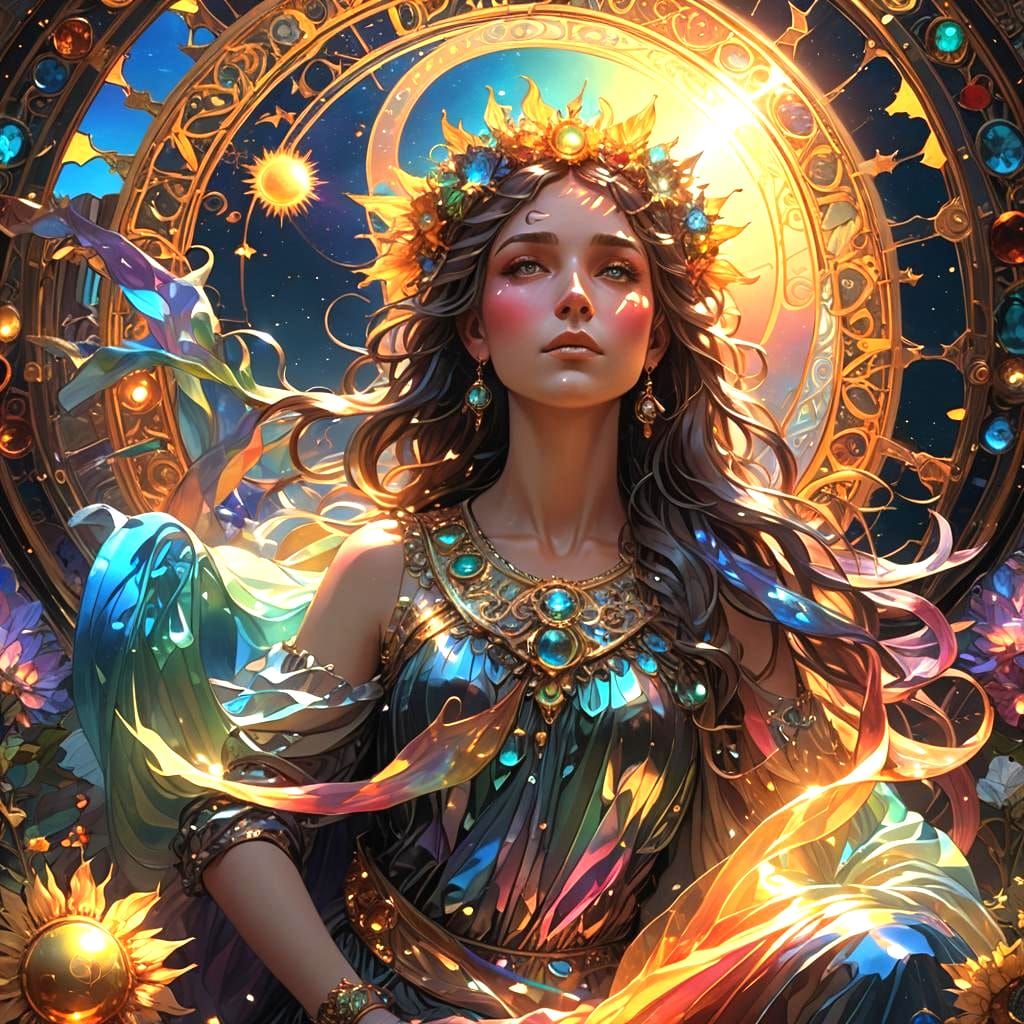 Iridescent Sun Sky Spell in Art Nouveau Style