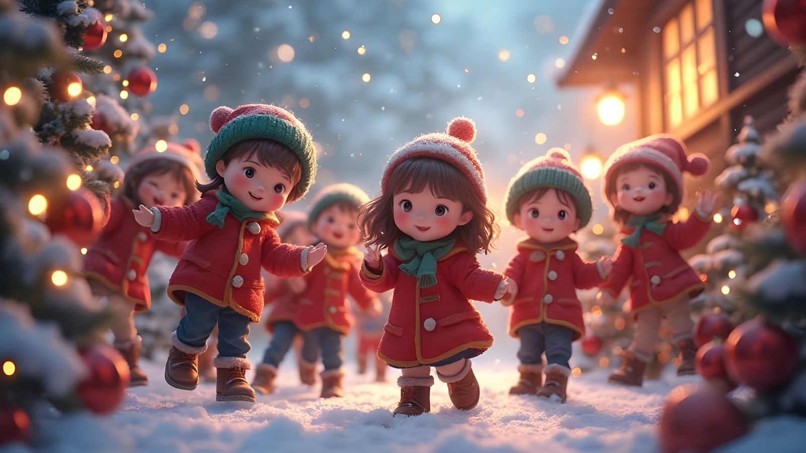 Joyful Christmas Scene in 3D Anime Art