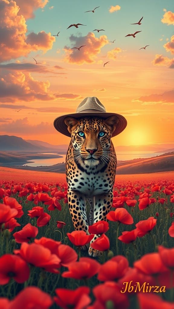 Regal Leopard in Sunset Field