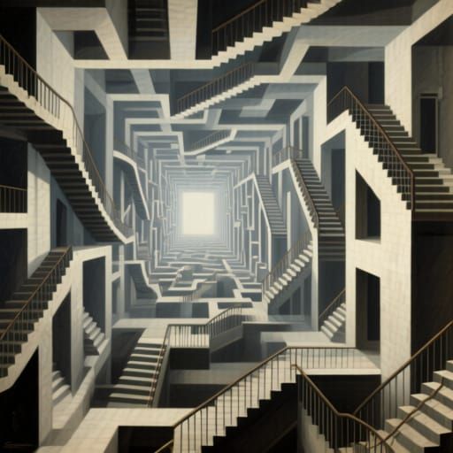 Escher-Inspired Impossible Staircase Architecture