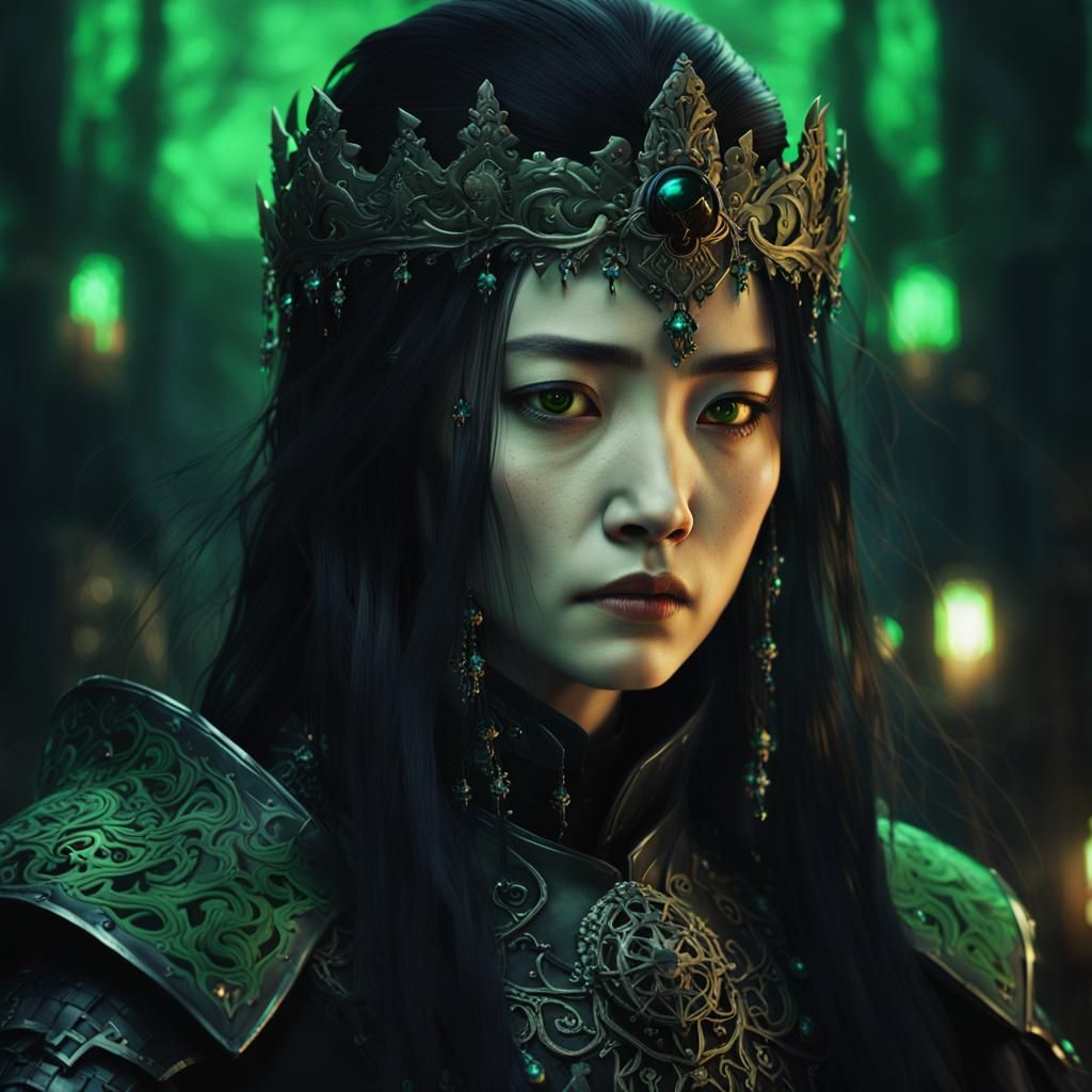 Eerie Portrait of Evil Queen in Dark Fantasy Art