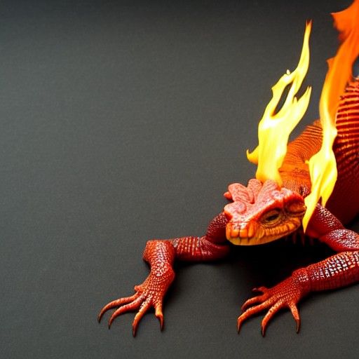 Fiery Humanoid Reptile Digital Rendering