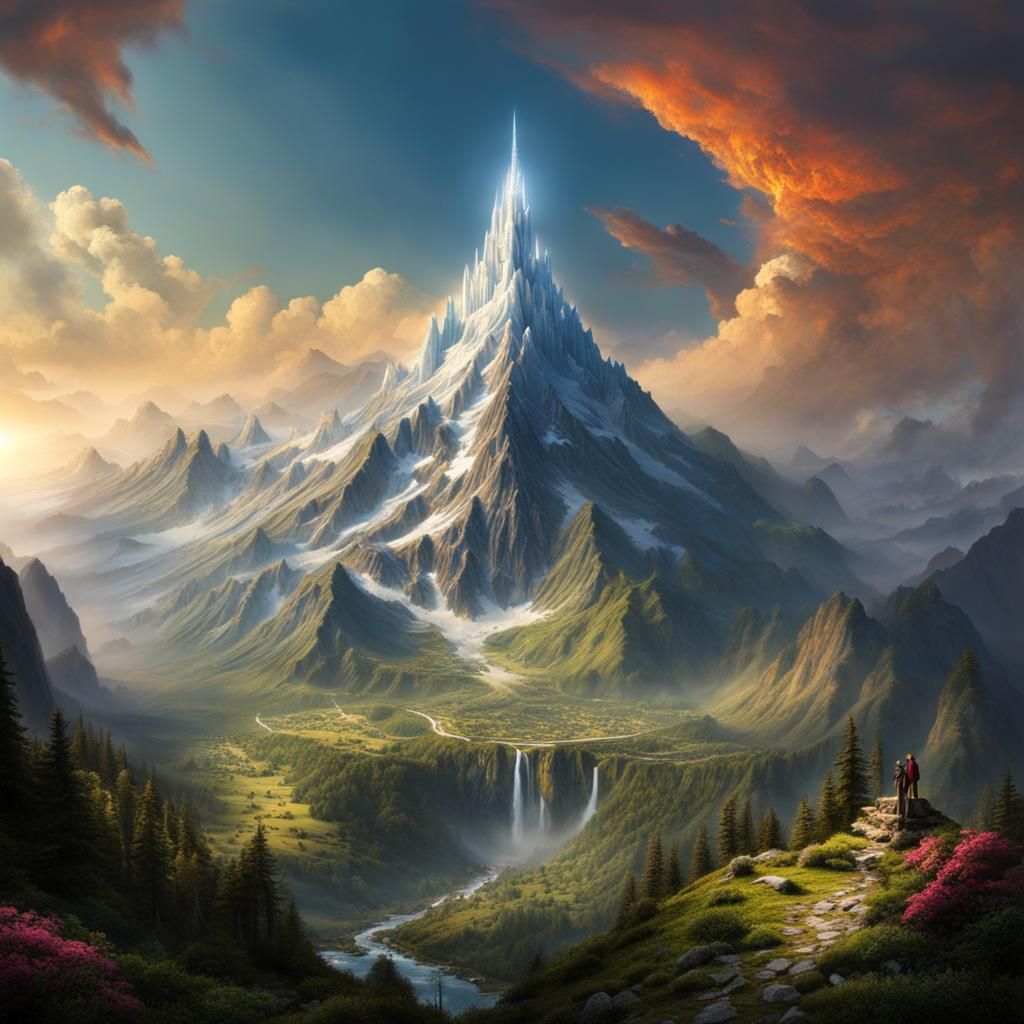 Epic Fantasy Mountain Landscape Masterpiece