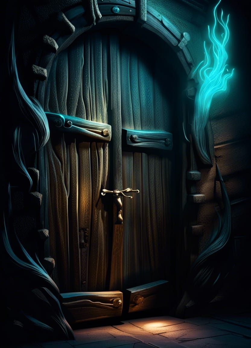 Eldritch Dungeon Door with Bioluminescent Light
