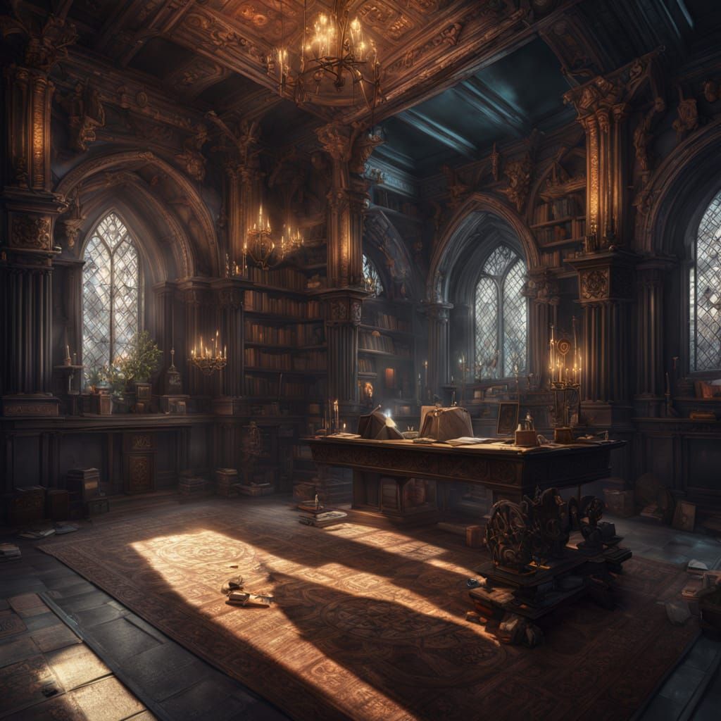 Vampire Scholar in a Hidden Gothic Library