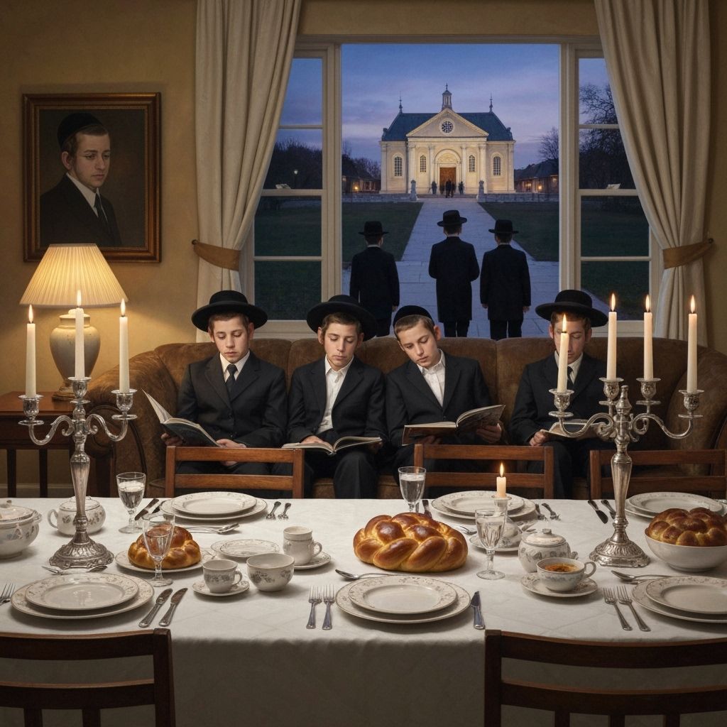 Serene Shabbos Evening Scene in Photo-Realistic Style