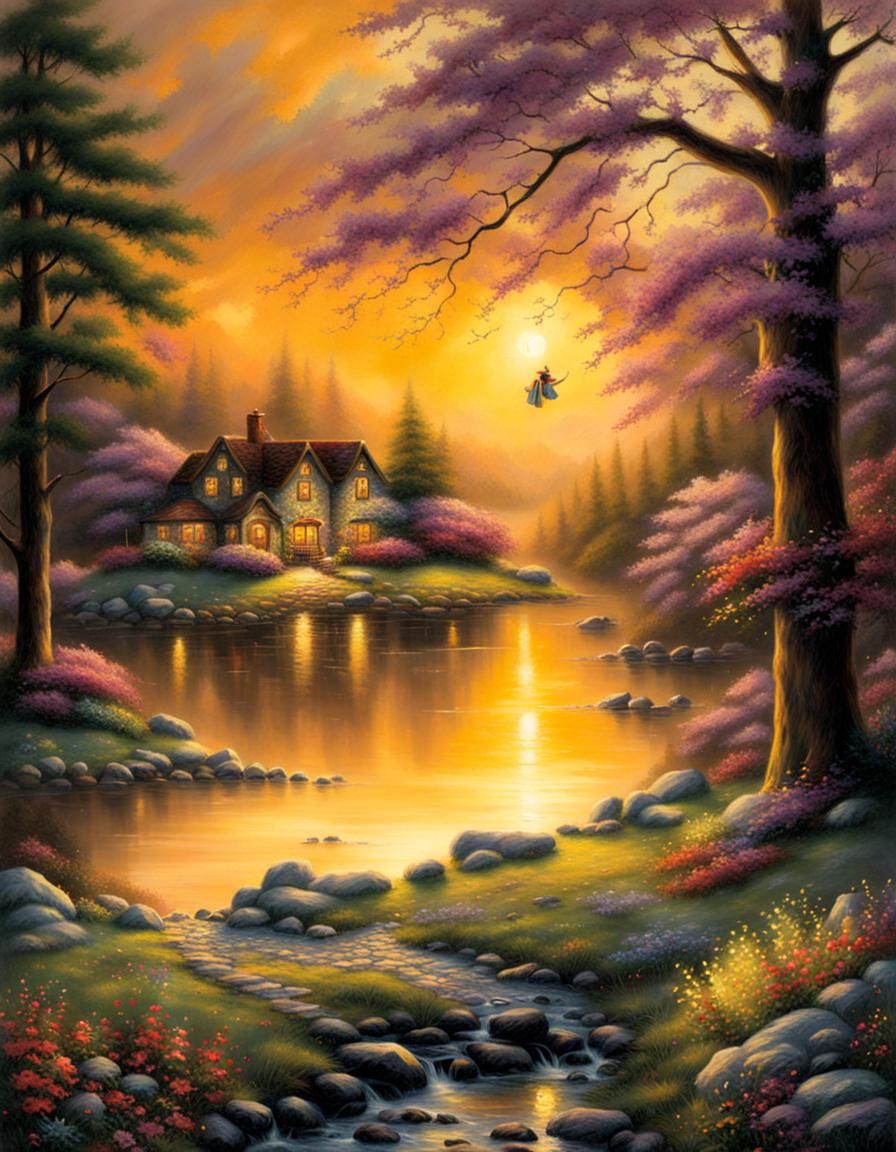 Picturesque Landscape in the Style of Kinkade