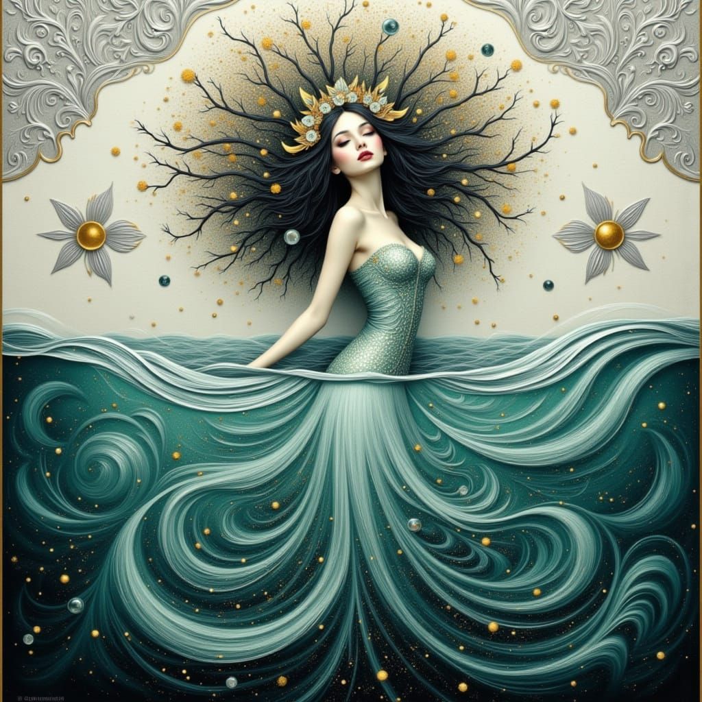 Water Nymph in Gustav Klimt Style