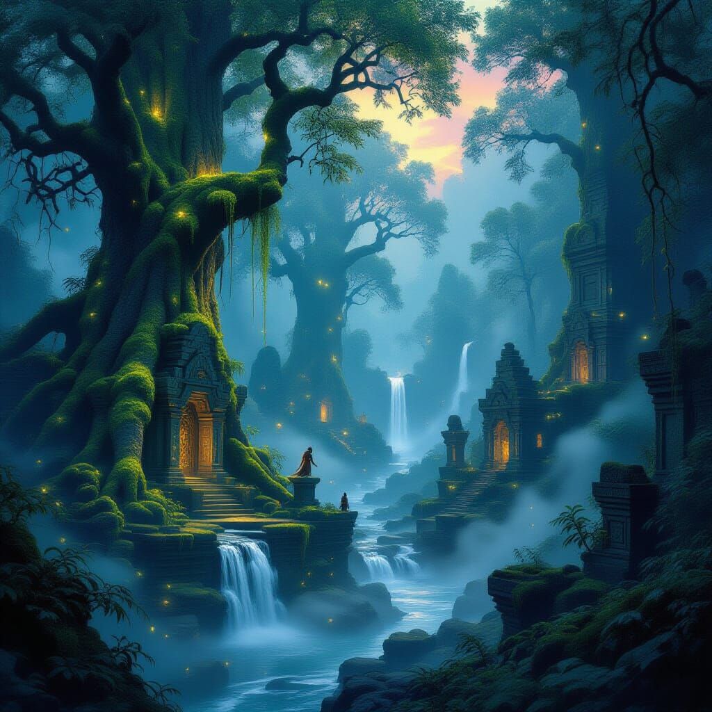 Enchanted Twilight Forest: Mystical Landscape