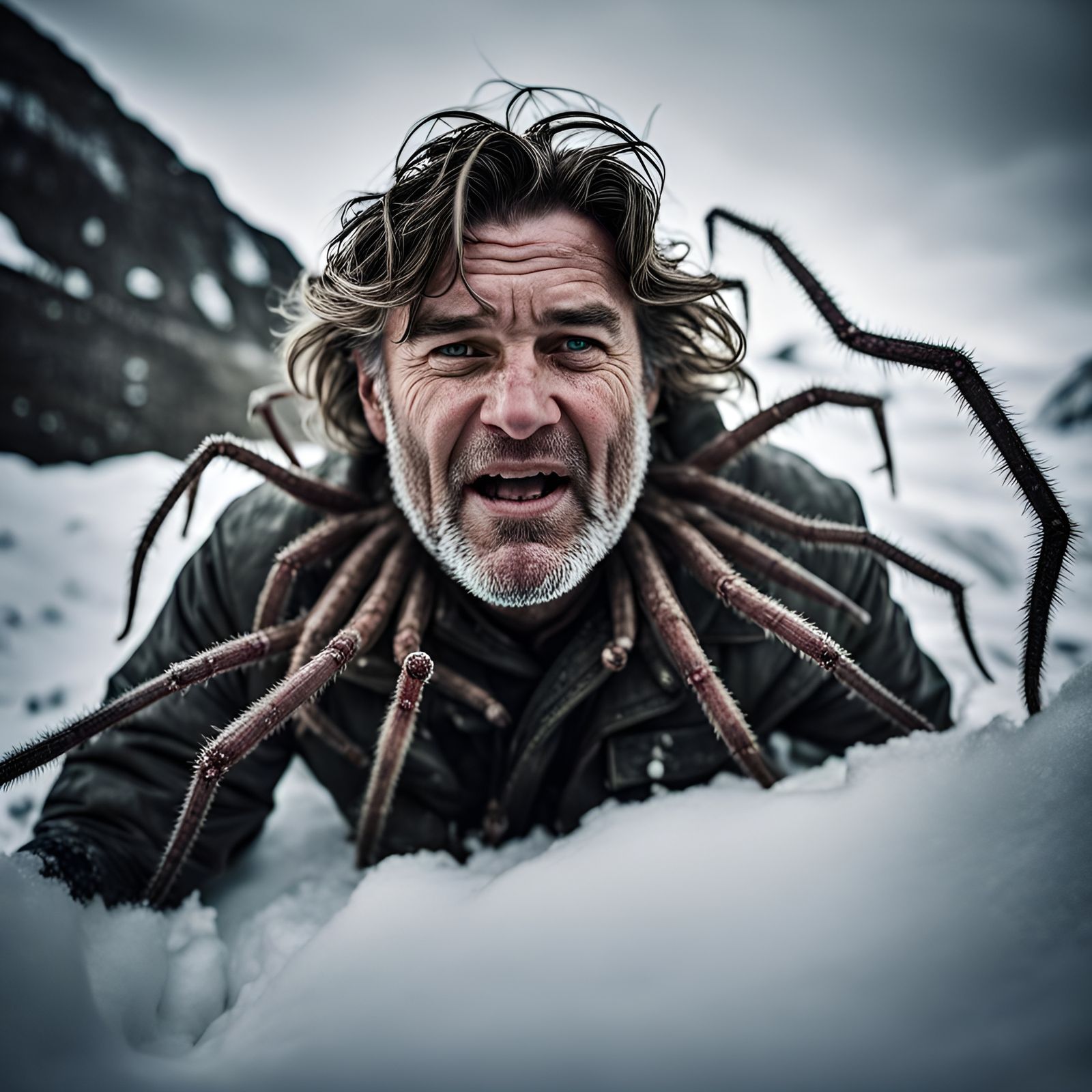 Monstrous Figure Screaming Under Antarctic Ice