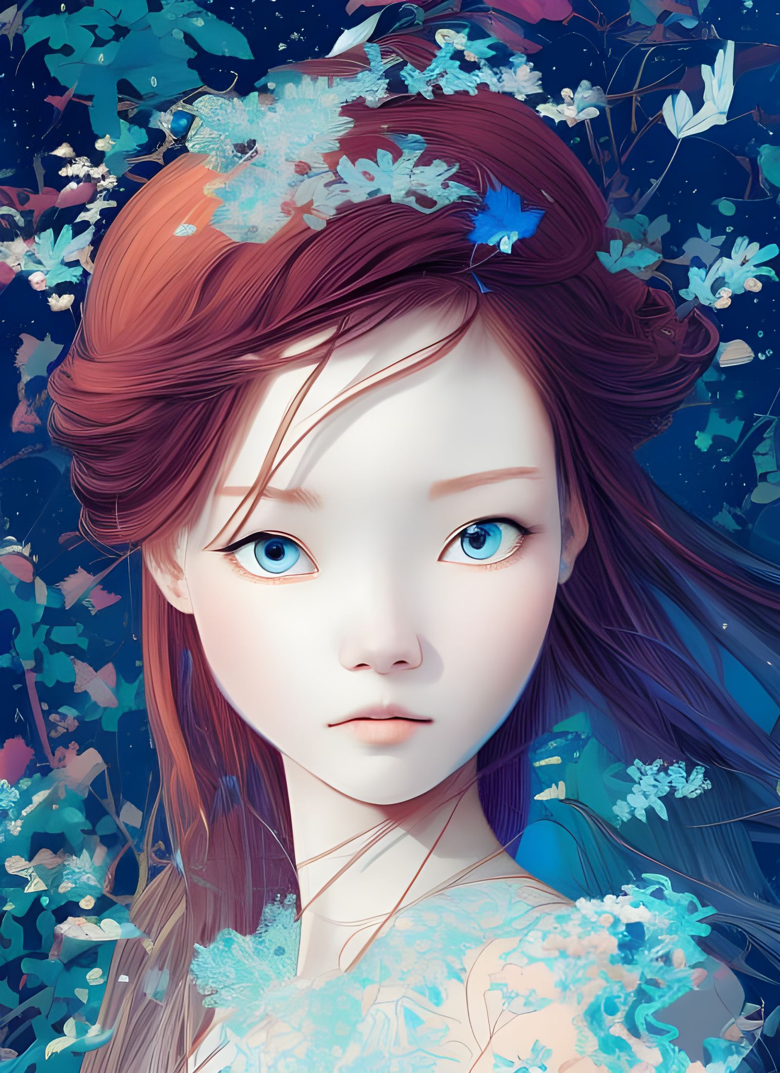 Ice Princess Portrait in Digital Illustration Style