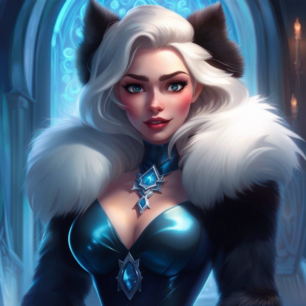 Elsa in Latex and Furs: Hyperdetailed Digital Art