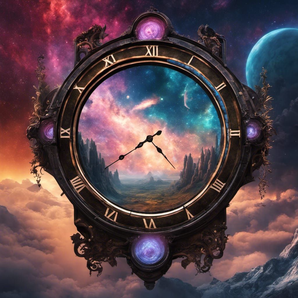 Clockpunk Portal to Nebula Galaxy in Photorealistic Style