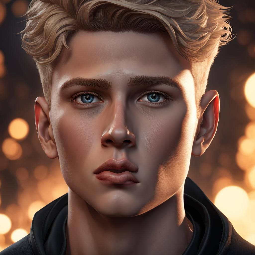 Detailed Portrait of Nordic Boy in Hyperrealistic Style