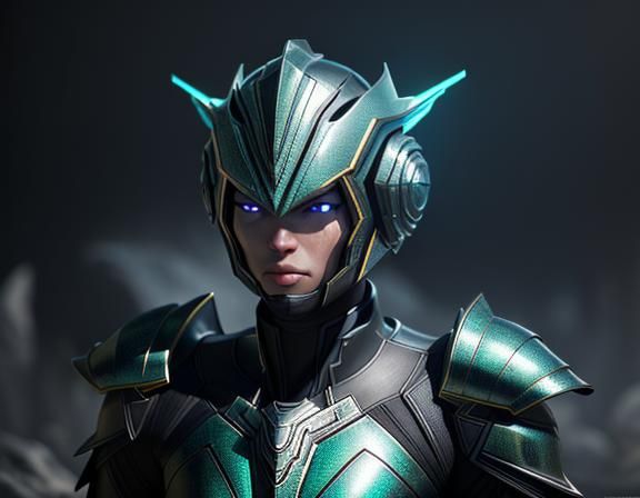 Female Amphipioid Gazing at Cosmic Phenomenon in 3D