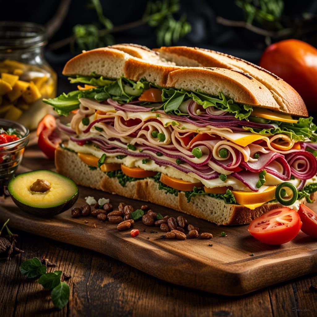 Whimsical Sandwich Creation in Hyperrealistic Detail