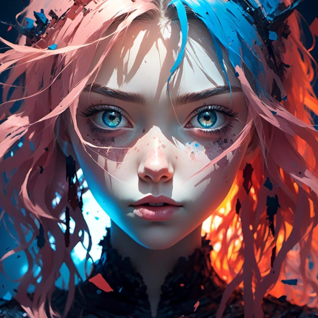 Split Face: Duality in 2.5D Anime Style