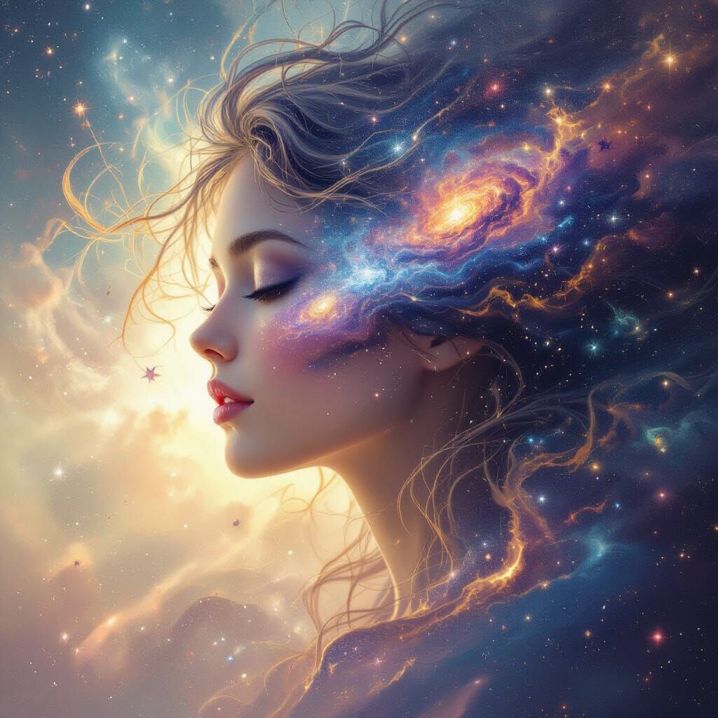 Cosmic Woman: A Surreal Galaxy Portrait