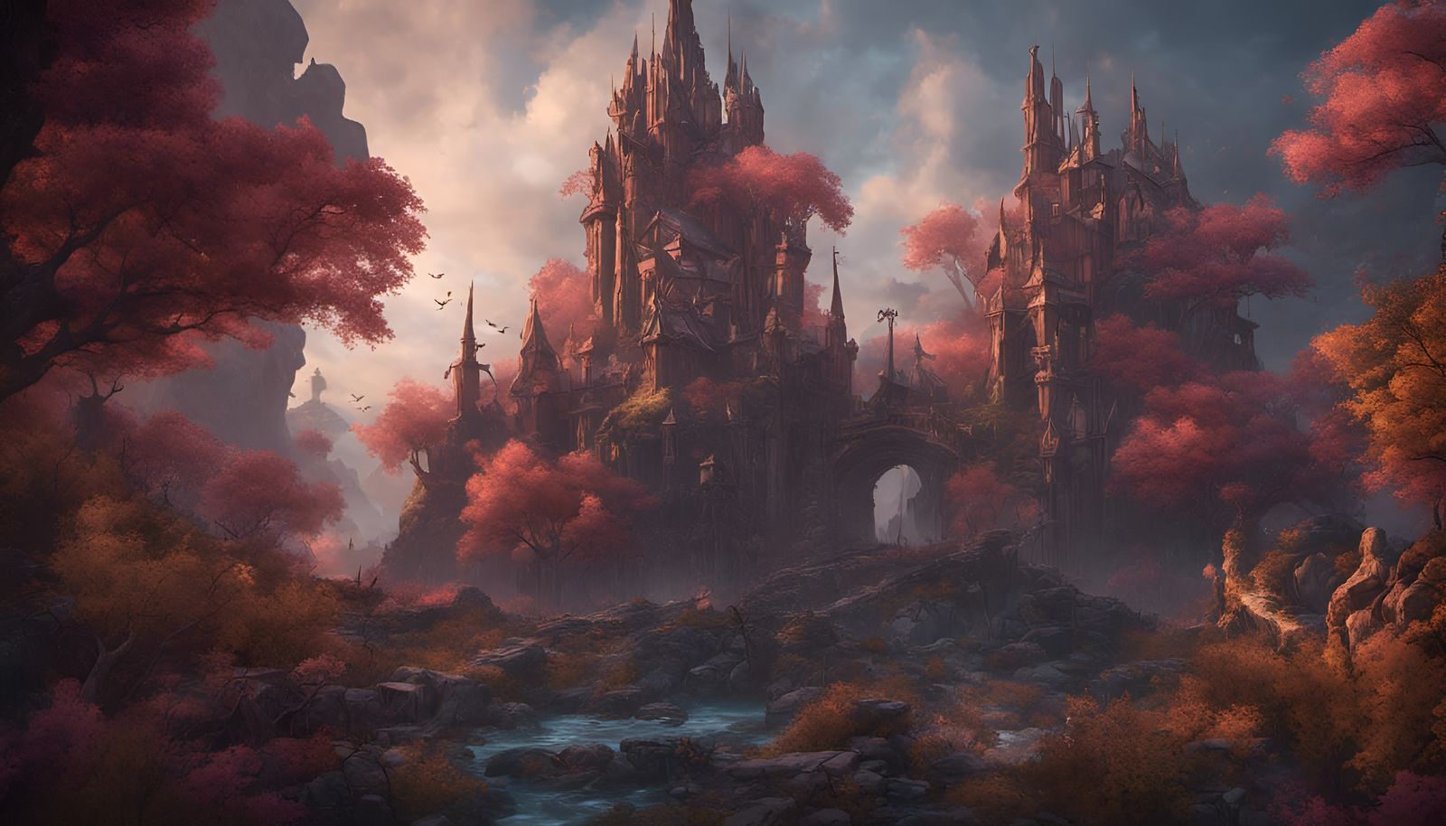 Fantastical Landscape Matte Painting in Deep Color