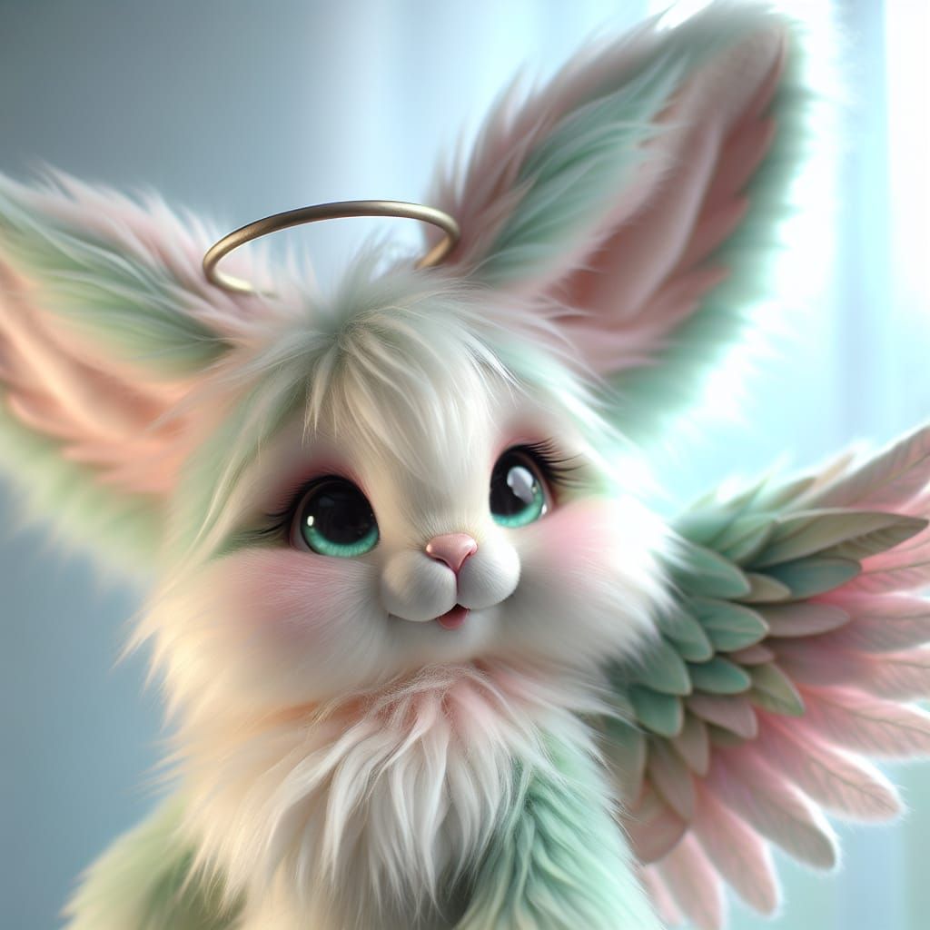 Pastel Angel Bunny in a Luminous Setting