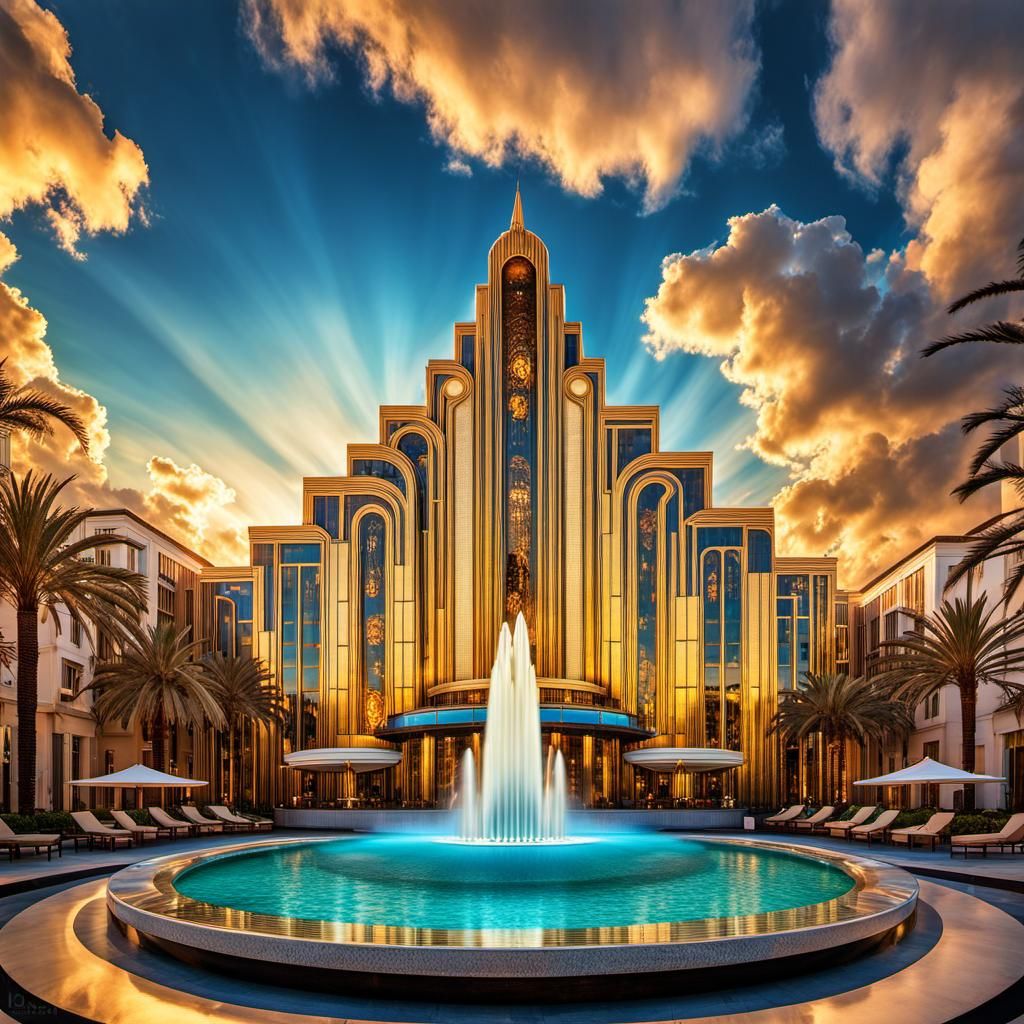 Monumental Art Deco Hotel in Clouds