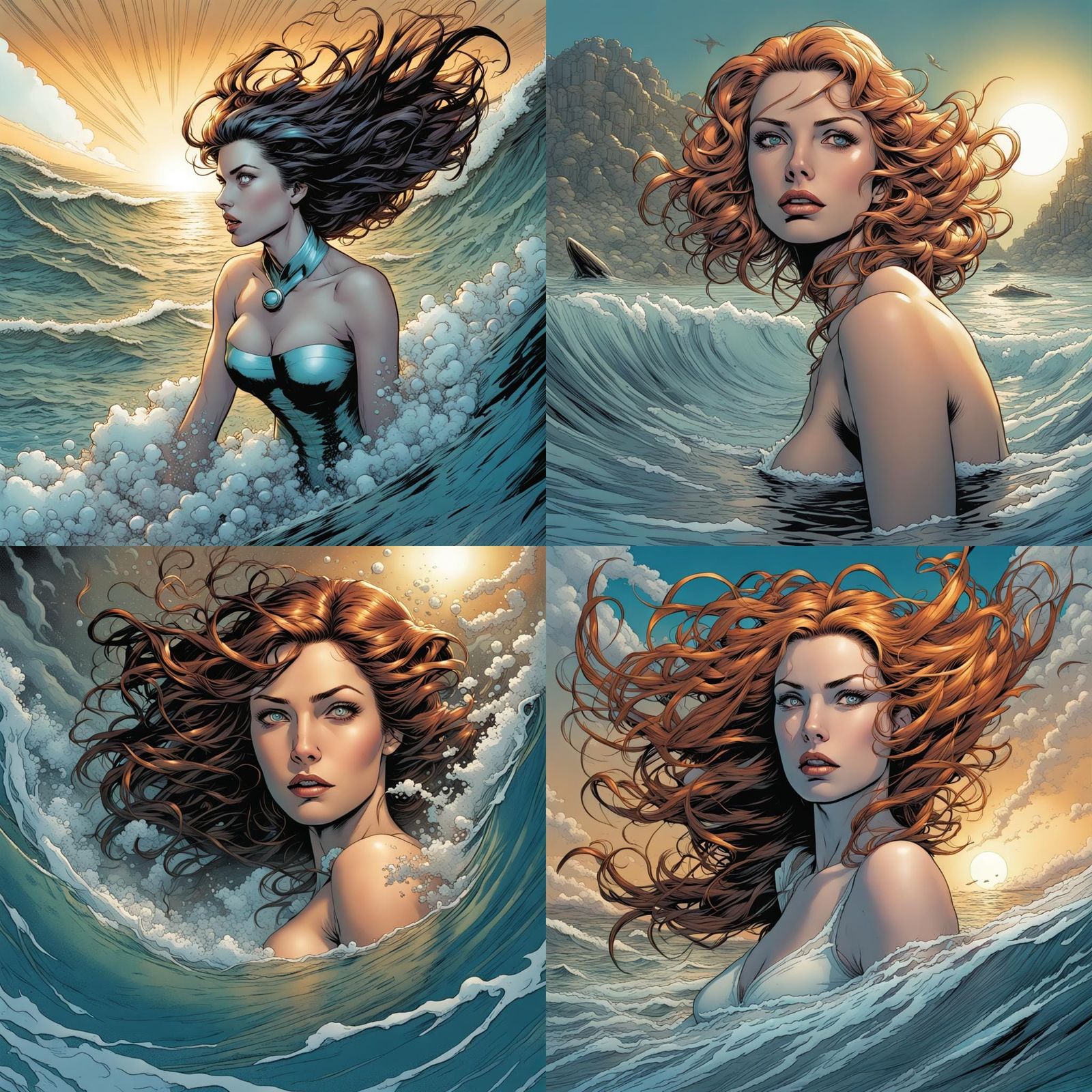 Surprised Woman Gazing into the Ocean Depths