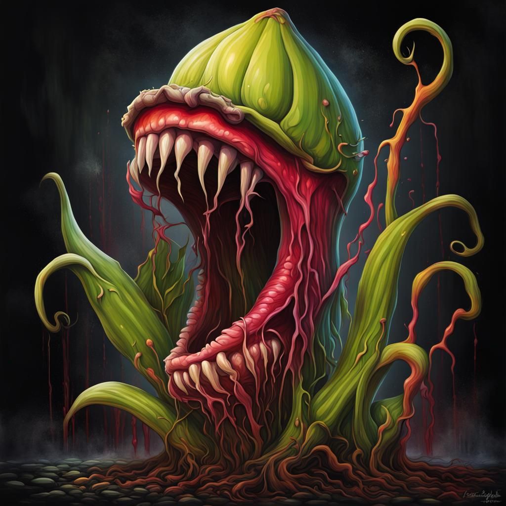 Magical Carnivorous Plant Knight Rider in Graffiti Art