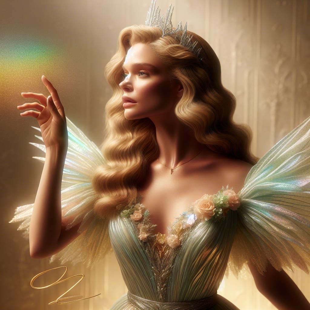 Ethereal Sorceress of the North in Opalescent Gown