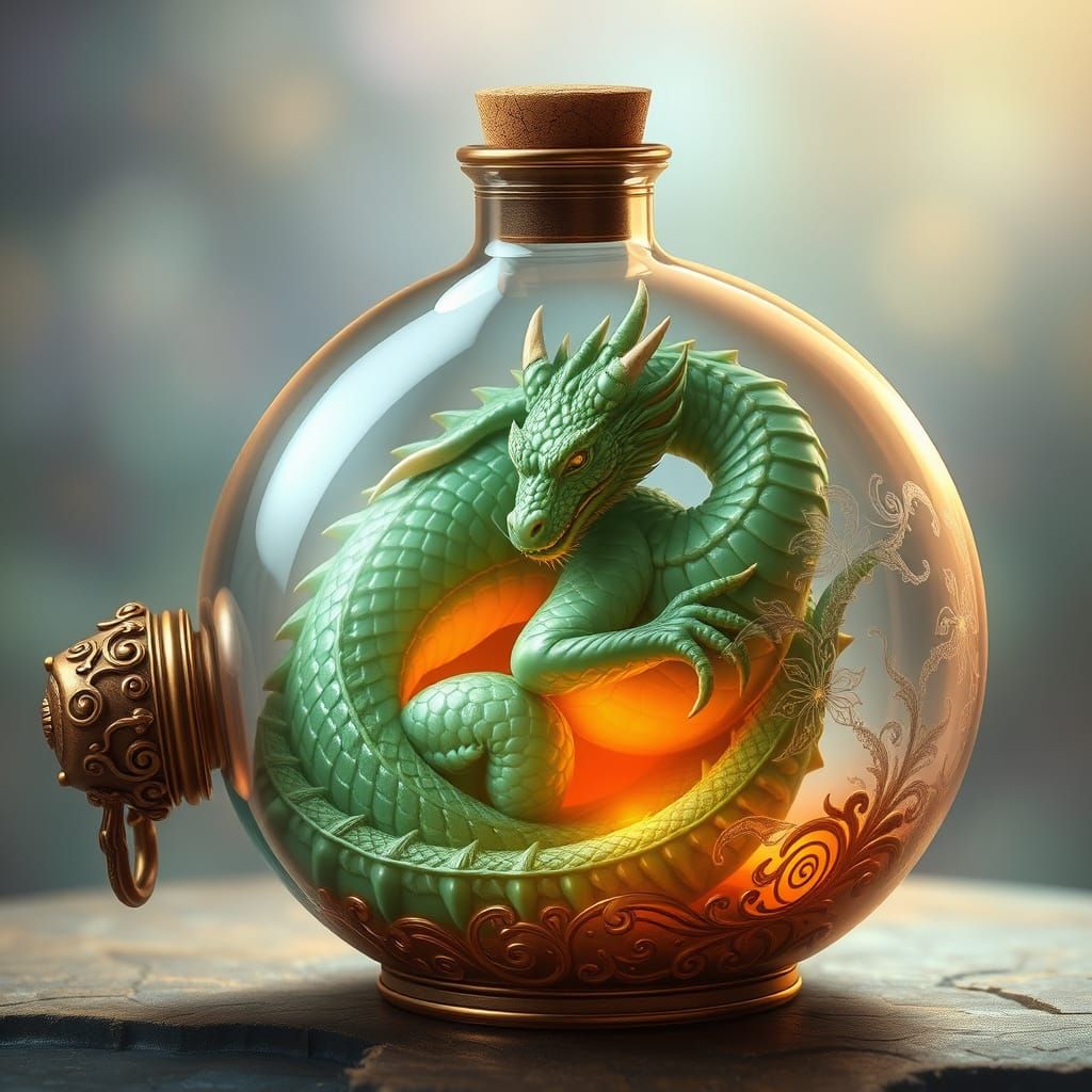 Dragon Unveiled Within Antique Glass